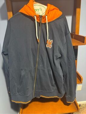 Psycho Bunny Navy Jacket with Bright Orange Hood